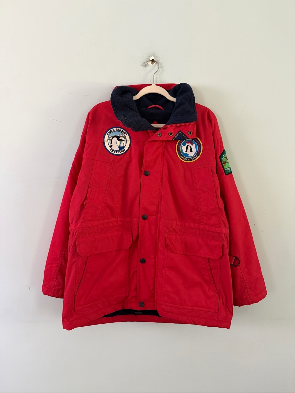Vintage Antarctica Special Expeditions Patches Red Parka Hooded Coat